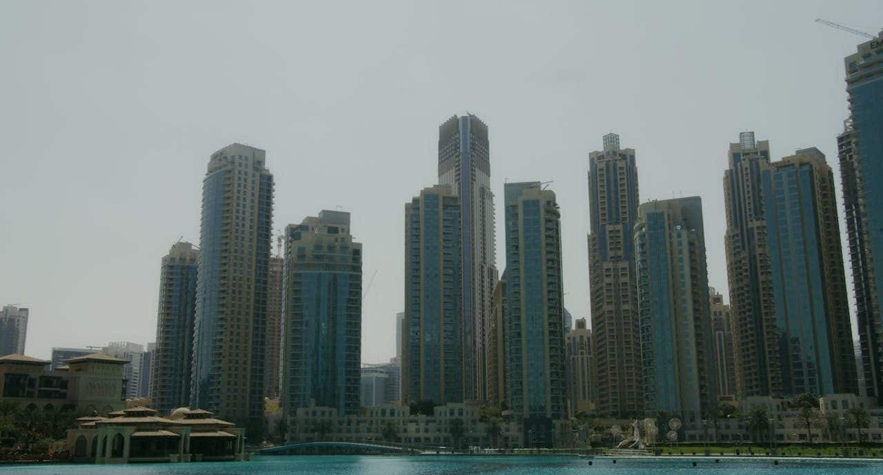 Urban landscape with buildings of different heights