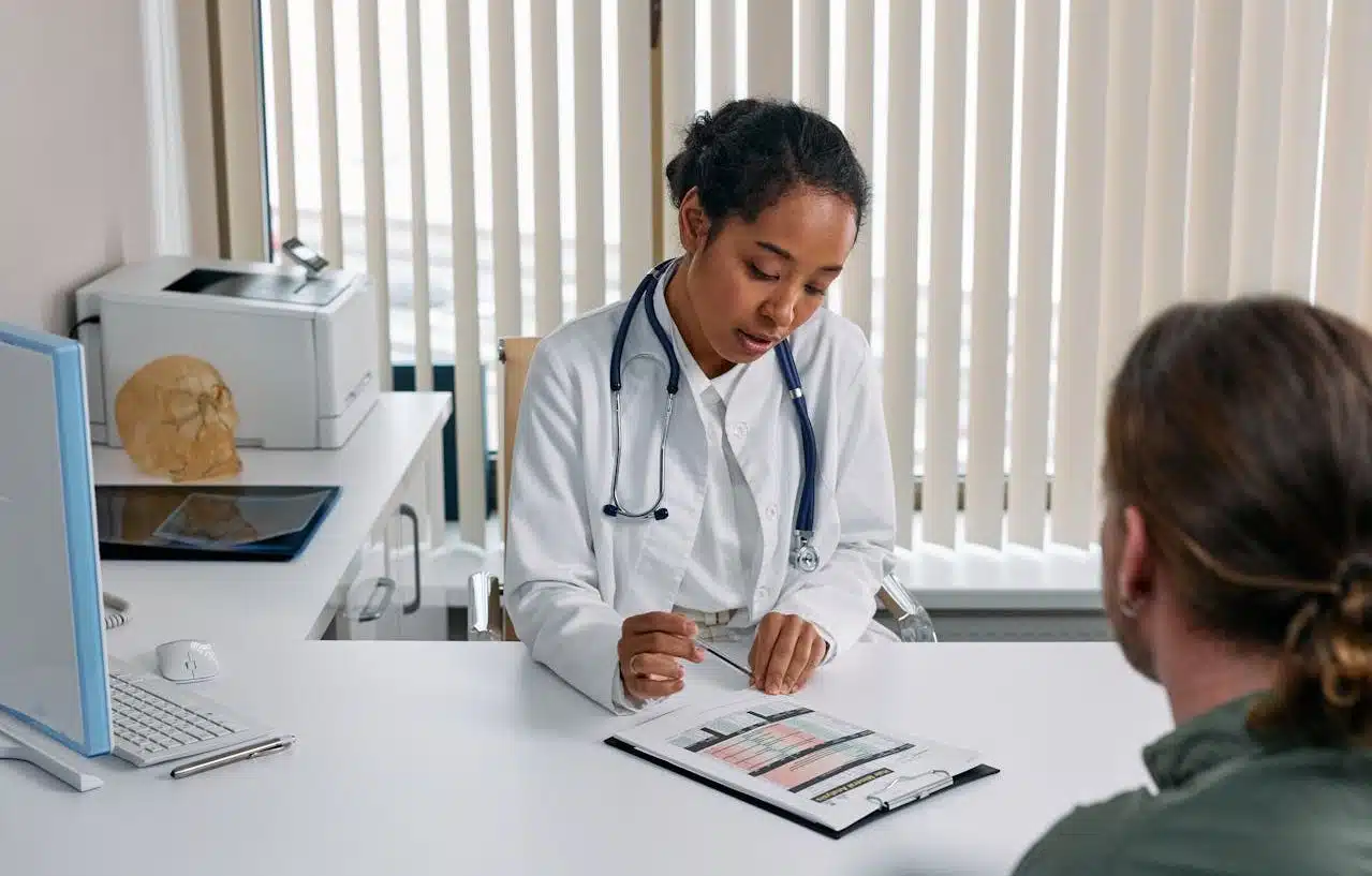 Doctor explaining to her patient the treatment she proposes.