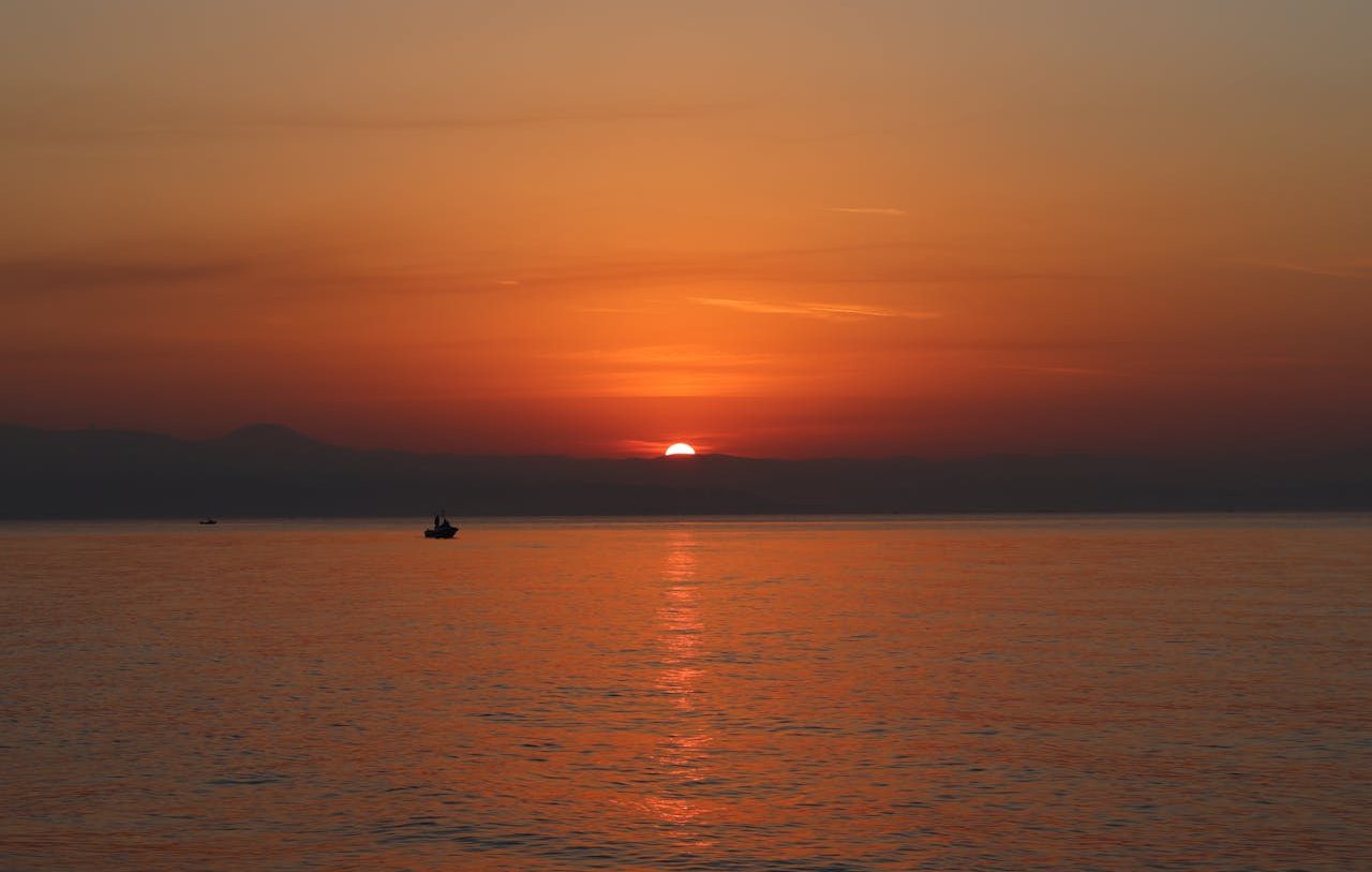 View of a lake at sunset