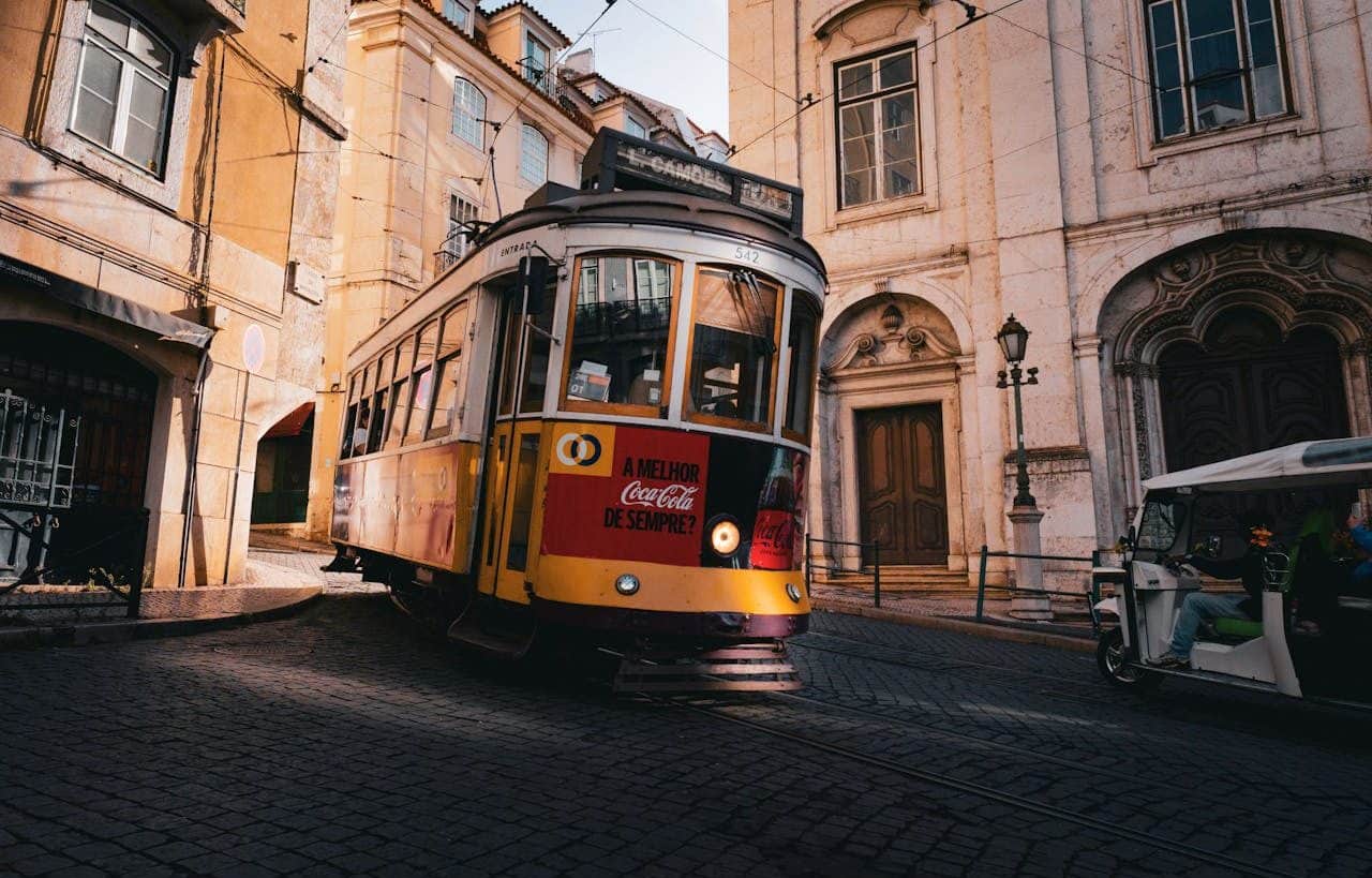 Electric tram in Portuguese city